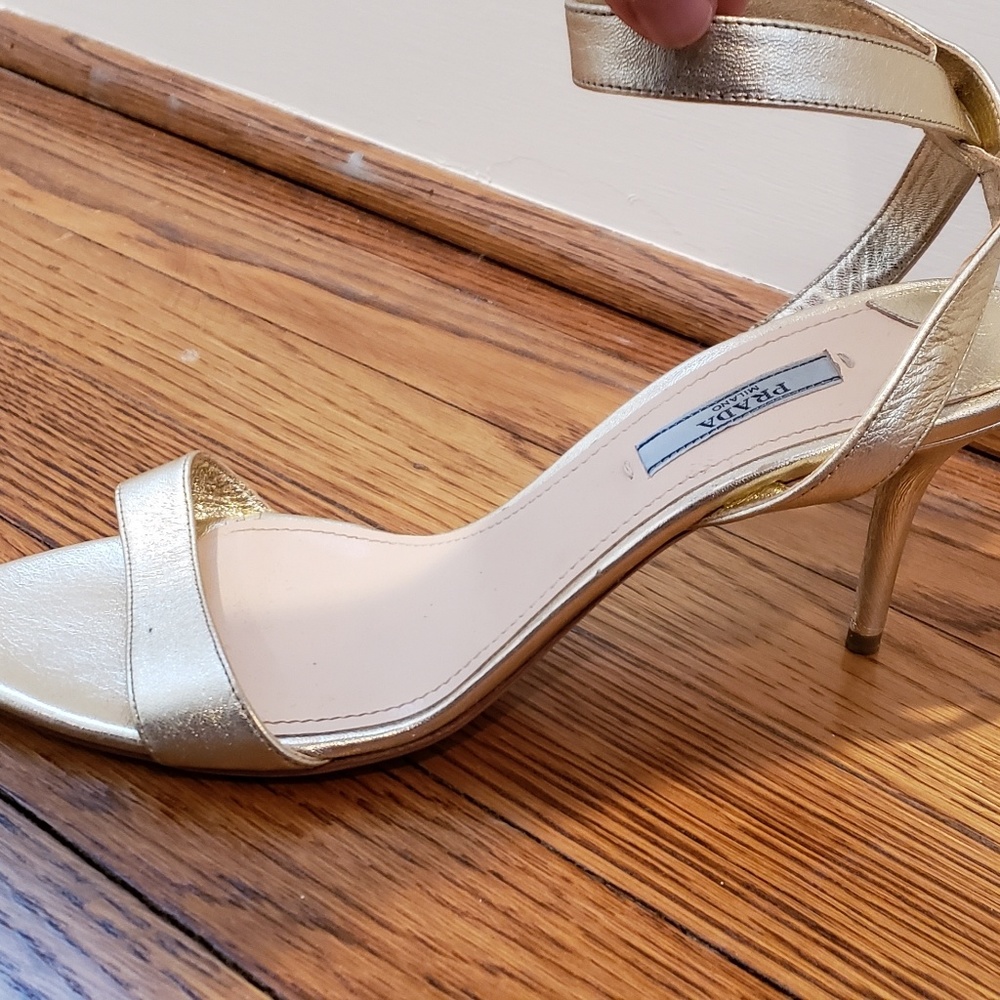 Prada Gold Strappy Heels